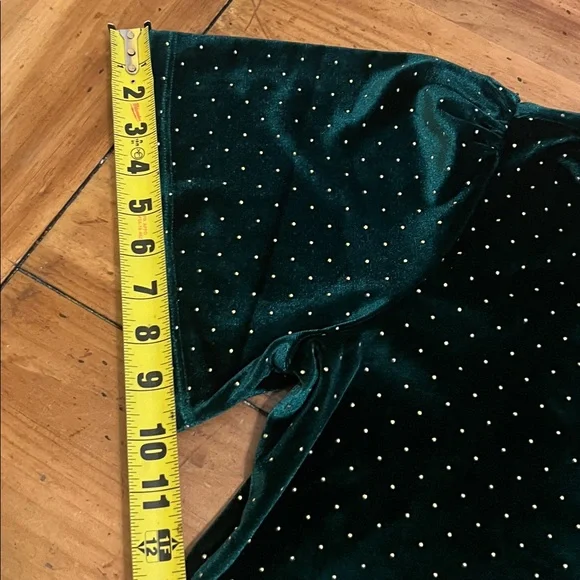 Michael Kors Dark Green velvet blouse size L - Picture 10 of 12